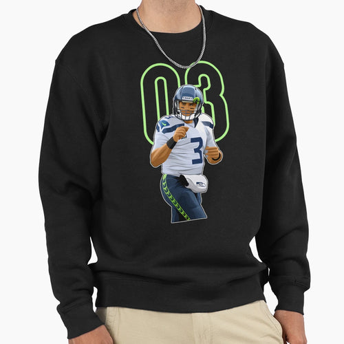 Russell Wilson Denver 3 Number Sweatshirt - Custom Art Print for Adults - T-Shirt, Sweatshirt, Hoodie