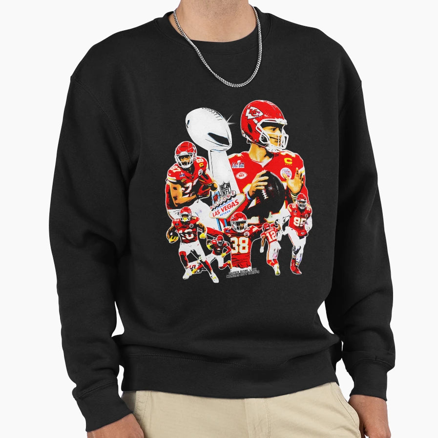 Kansas City Supers Bowl Lviii Sweatshirt - Novelty Apparel for Adults - T-Shirt, Sweatshirt, Hoodie