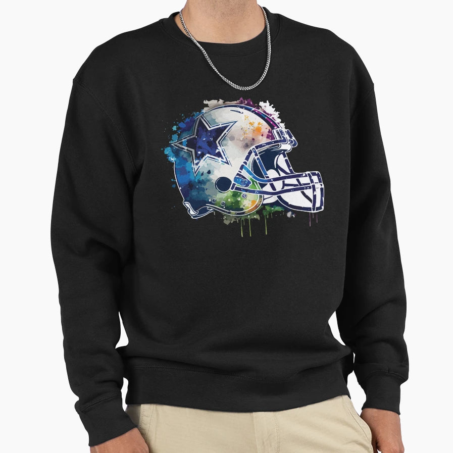 Cowboys Art Helmet Sweatshirt - Casual Everyday Wear Unisex - T-Shirt, Sweatshirt, Hoodie