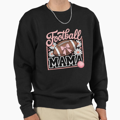 Coquette Bow Football Mama Game Day Sweatshirt - Graphic Print for Adults - T-Shirt, Sweatshirt, Hoodie
