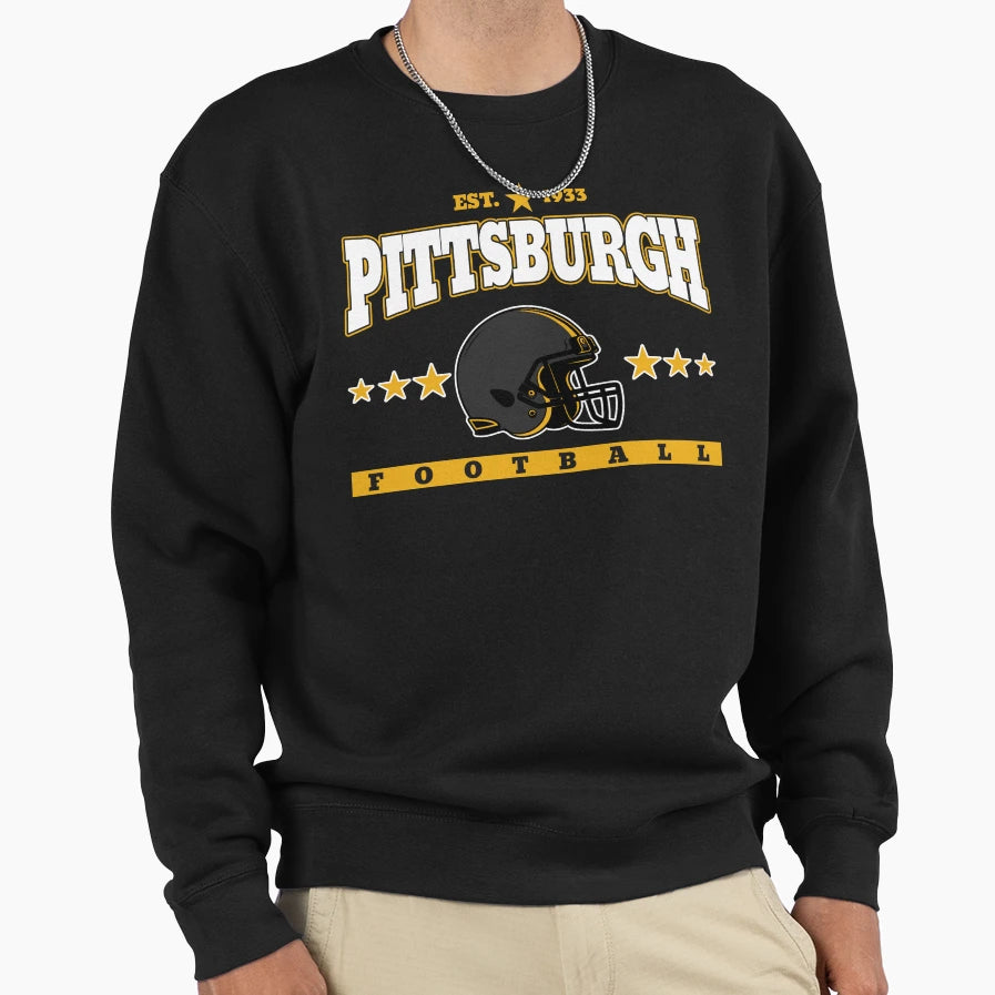 Pittsburgh Football Est 1933 Sweatshirt - Minimalist Print for Adults - T-Shirt, Sweatshirt, Hoodie