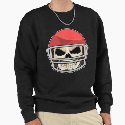 Skull Football Helmet Sweatshirt - Minimalist Print Unisex - T-Shirt, Sweatshirt, Hoodie