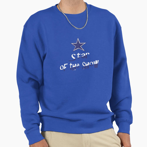Star Show Blue Star And Curved Text Sweatshirt - Unique Graphic for Adults - T-Shirt, Sweatshirt, Hoodie