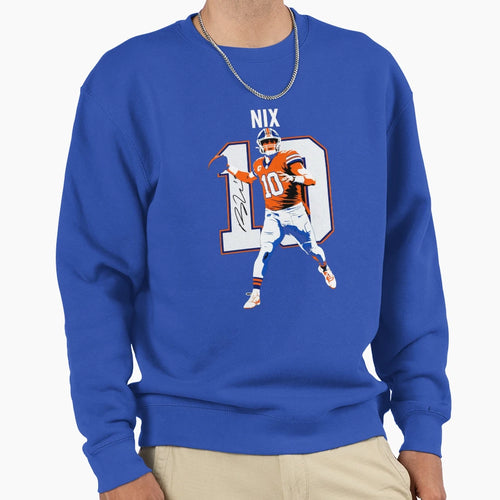 Bo Nix Denver 10 Football Art Sweatshirt - Aesthetic Graphic for Adults - T-Shirt, Sweatshirt, Hoodie