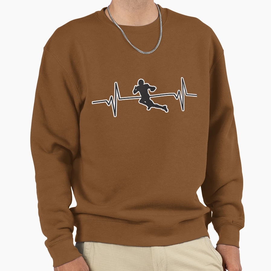 Heartbeat Pulse Football Player Sweatshirt - Fun Novelty Design for Adults - T-Shirt, Sweatshirt, Hoodie