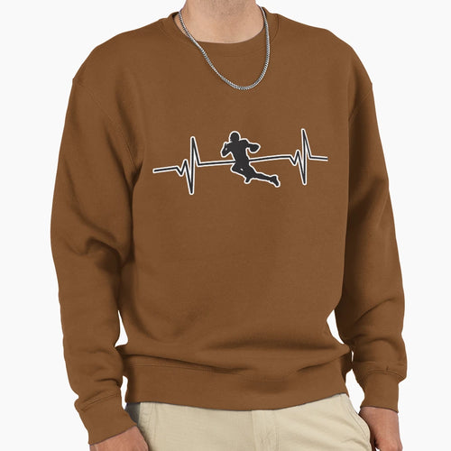 Heartbeat Pulse Football Player Sweatshirt - Fun Novelty Design for Adults - T-Shirt, Sweatshirt, Hoodie