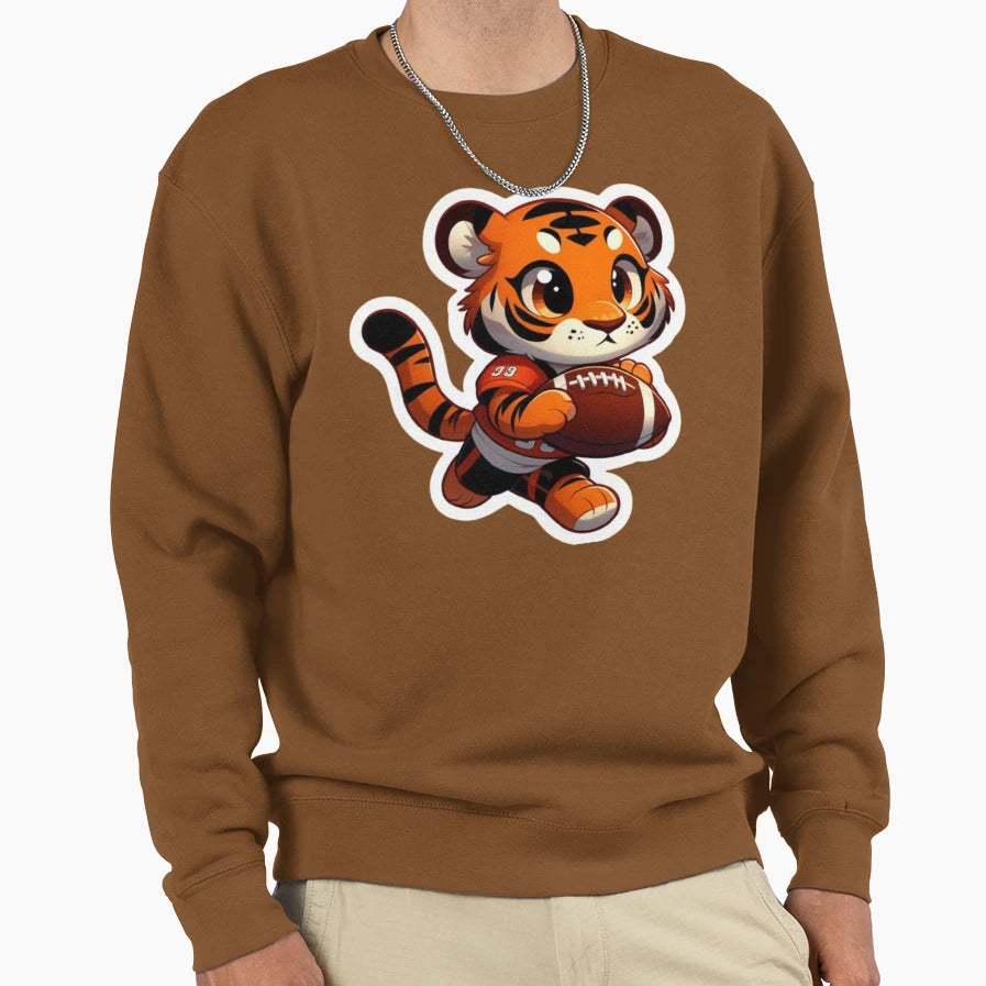 Animated Orange Tigress Footballer Sweatshirt - Unique Graphic Men Women - T-Shirt, Sweatshirt, Hoodie