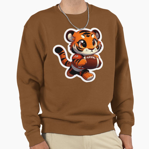 Animated Orange Tigress Footballer Sweatshirt - Unique Graphic Men Women - T-Shirt, Sweatshirt, Hoodie