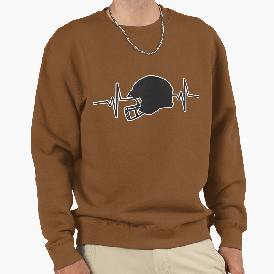 Heartbeat Pulse Football Helmet Sweatshirt - Minimalist Print for Adults - T-Shirt, Sweatshirt, Hoodie