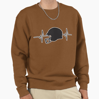 Heartbeat Pulse Football Helmet Sweatshirt - Minimalist Print for Adults - T-Shirt, Sweatshirt, Hoodie