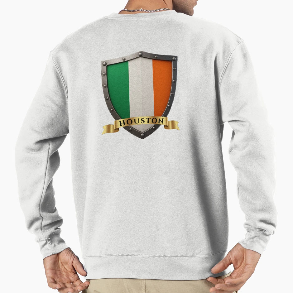 Houston Irish Heritage Crest Shield Sweatshirt - Trendy Graphic Men Women - T-Shirt, Sweatshirt, Hoodie