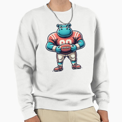 Surreal Gridiron Hippo Sweatshirt - Casual Everyday Wear for Adults - T-Shirt, Sweatshirt, Hoodie