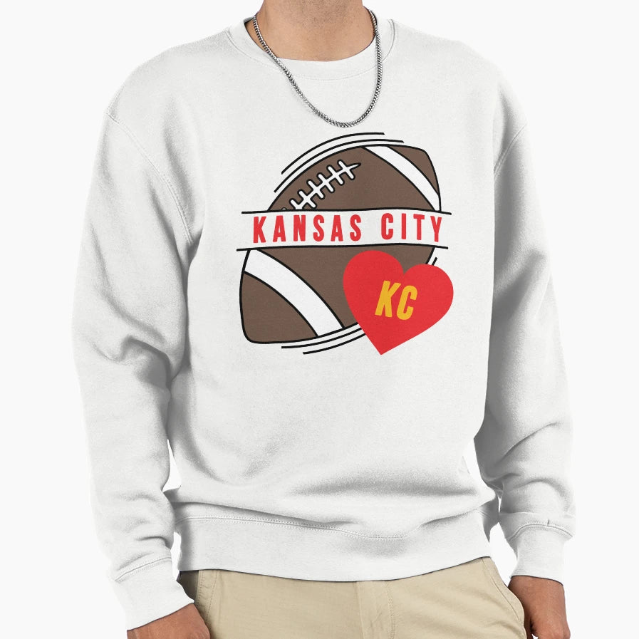 Kansas City Heart Kc Football Sweatshirt - Streetwear Style for Adults - T-Shirt, Sweatshirt, Hoodie