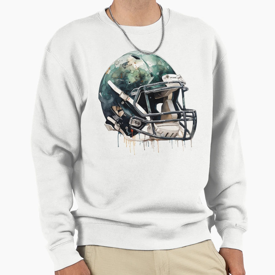 American Football Helmet Green Sweatshirt - Aesthetic Graphic for Adults - T-Shirt, Sweatshirt, Hoodie