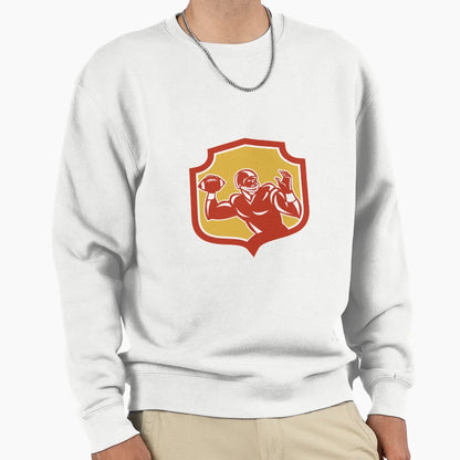 American Football Quarterback Shield Sweatshirt - Graphic Print Men Women - T-Shirt, Sweatshirt, Hoodie