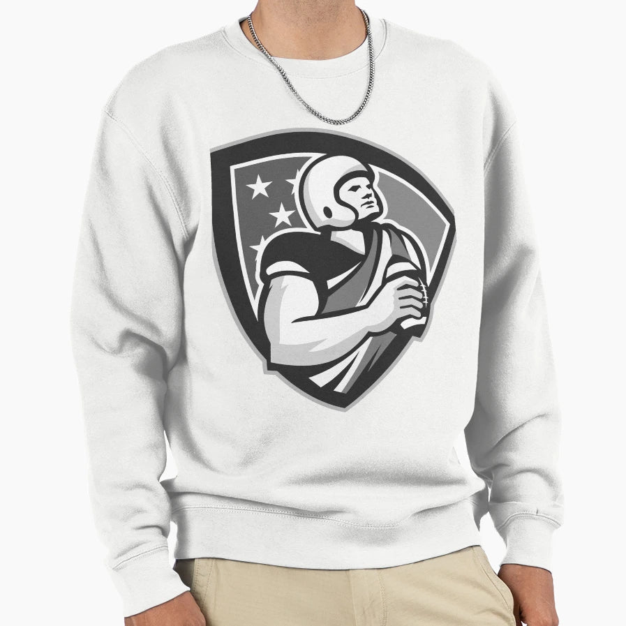 American Football Ball Shield Sweatshirt - Minimalist Print Men Women - T-Shirt, Sweatshirt, Hoodie