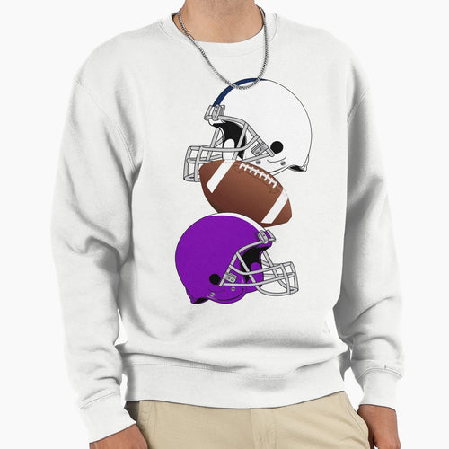 Footballs And Helmets Pattern Sweatshirt - Novelty Apparel for Adults - T-Shirt, Sweatshirt, Hoodie