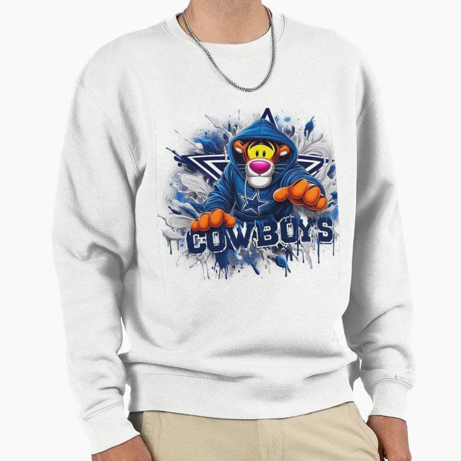 Dallas Cowboys Tiger Cartoon Sweatshirt - Fun Novelty Design Men Women - T-Shirt, Sweatshirt, Hoodie