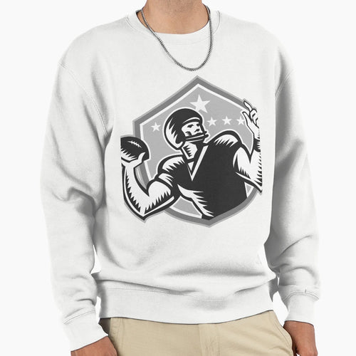 American Football Quarterback Woodcut Sweatshirt - Trendy Graphic Unisex - T-Shirt, Sweatshirt, Hoodie