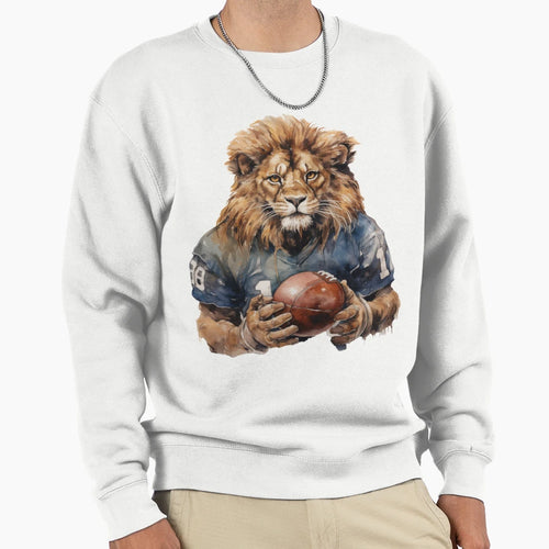 Lion As American Football Player Sweatshirt - Aesthetic Graphic Men Women - T-Shirt, Sweatshirt, Hoodie