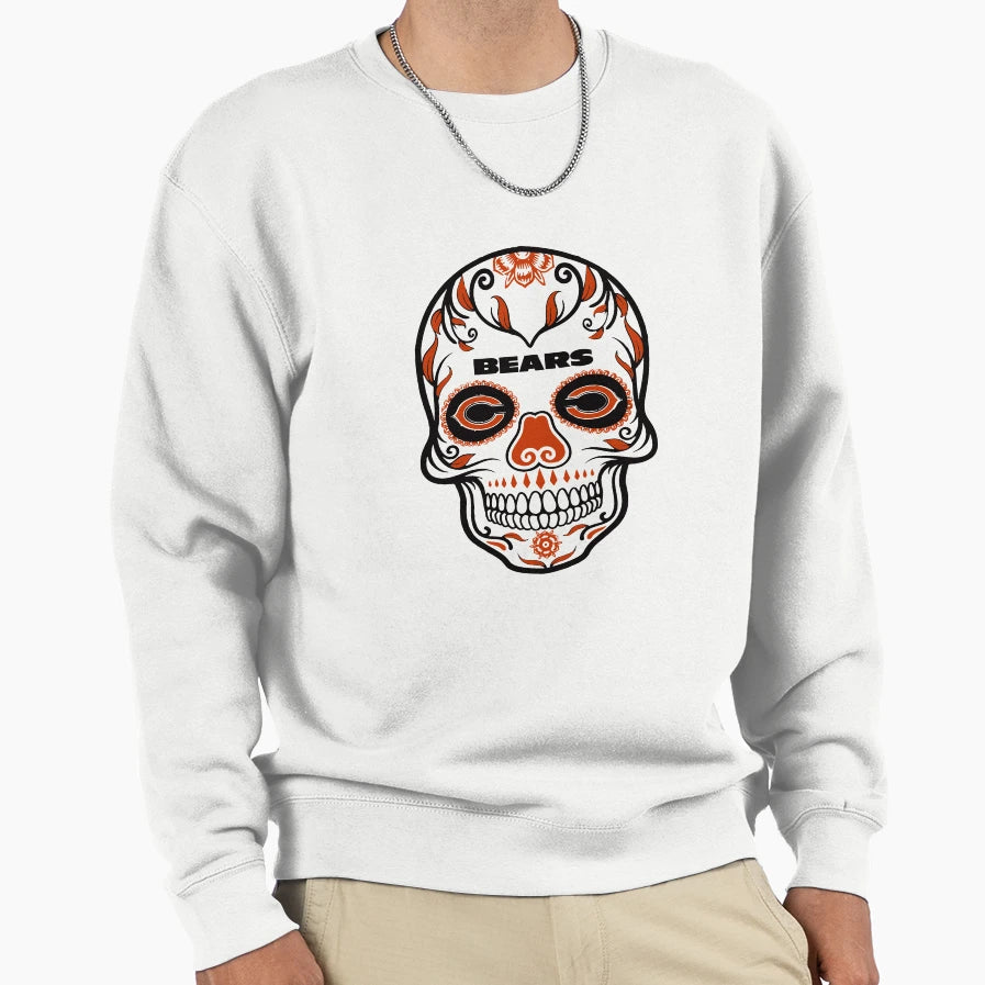 Sugar Skull Chicago Football Sweatshirt - Unique Graphic Unisex - T-Shirt, Sweatshirt, Hoodie
