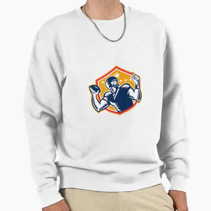 American Football Quarterback Qb Woodcut Sweatshirt - Trendy Graphic Unisex - T-Shirt, Sweatshirt, Hoodie