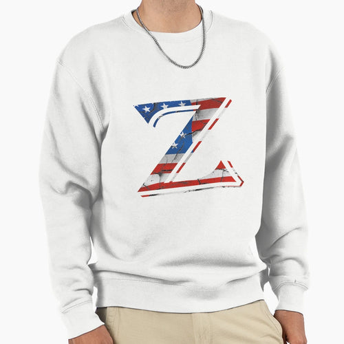 Letter Z Usa Flag Patriotic Wink Sweatshirt - Graphic Print Unisex - T-Shirt, Sweatshirt, Hoodie