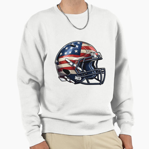 American Flag Football Helmet Sweatshirt - Minimalist Print Men Women - T-Shirt, Sweatshirt, Hoodie