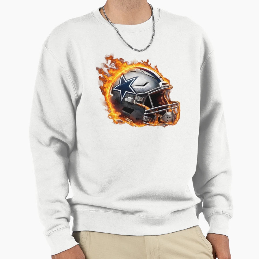 Dallas Cowboys Flaming Sweatshirt - Casual Everyday Wear for Adults - T-Shirt, Sweatshirt, Hoodie