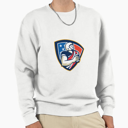 American Football Quarterback Shield Sweatshirt - Graphic Print for Adults - T-Shirt, Sweatshirt, Hoodie