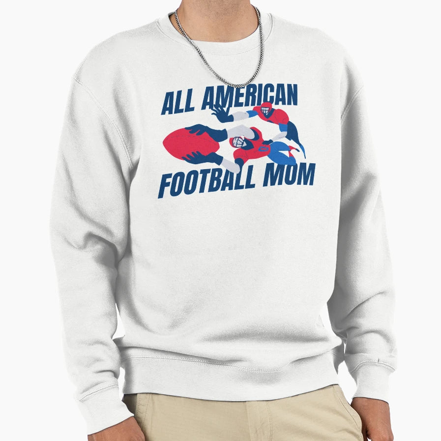 All American Football Mom Sweatshirt - Minimalist Print Men Women - T-Shirt, Sweatshirt, Hoodie