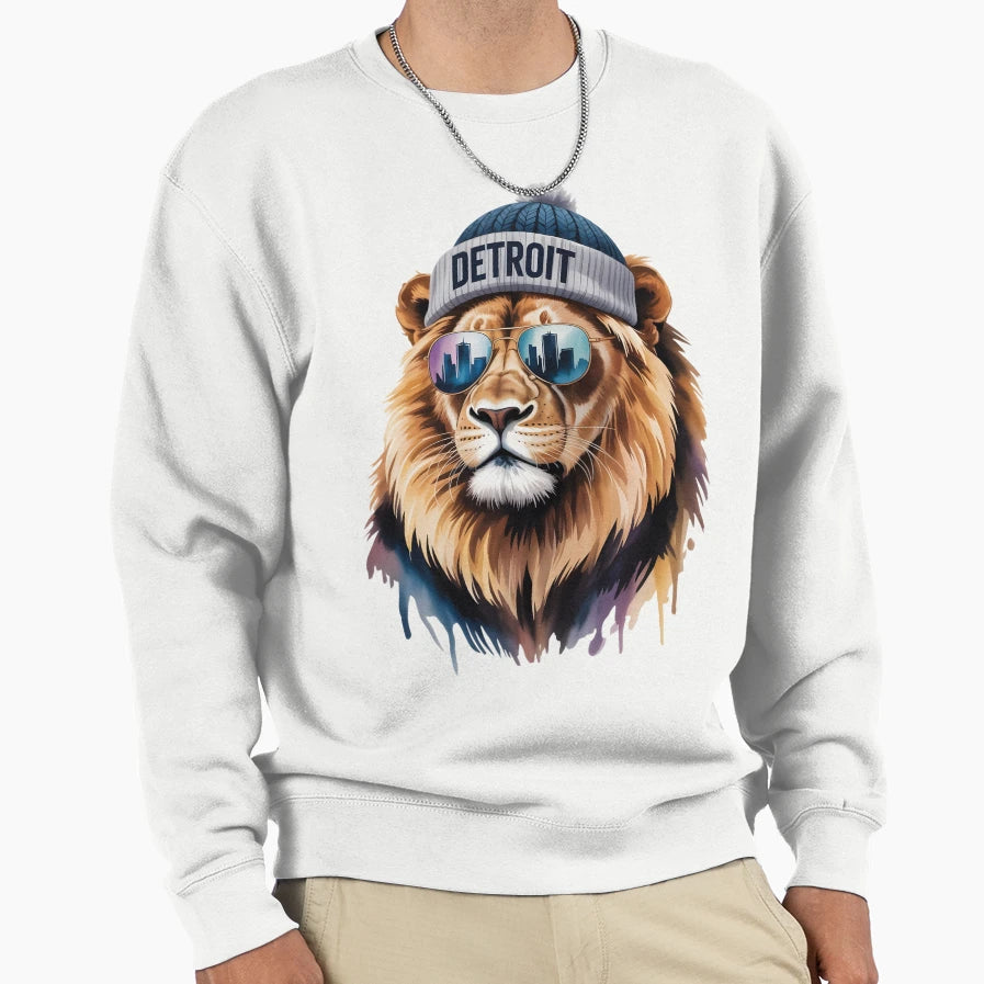 Detroit Lion Sweatshirt - Minimalist Print for Adults - T-Shirt, Sweatshirt, Hoodie