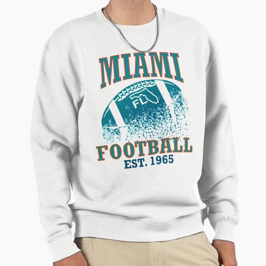 Miami Football Sweatshirt - Graphic Print Unisex - T-Shirt, Sweatshirt, Hoodie
