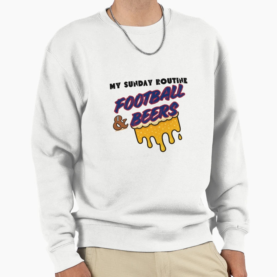 Giants Sunday Football Beers Routine Sweatshirt - Aesthetic Graphic Unisex - T-Shirt, Sweatshirt, Hoodie