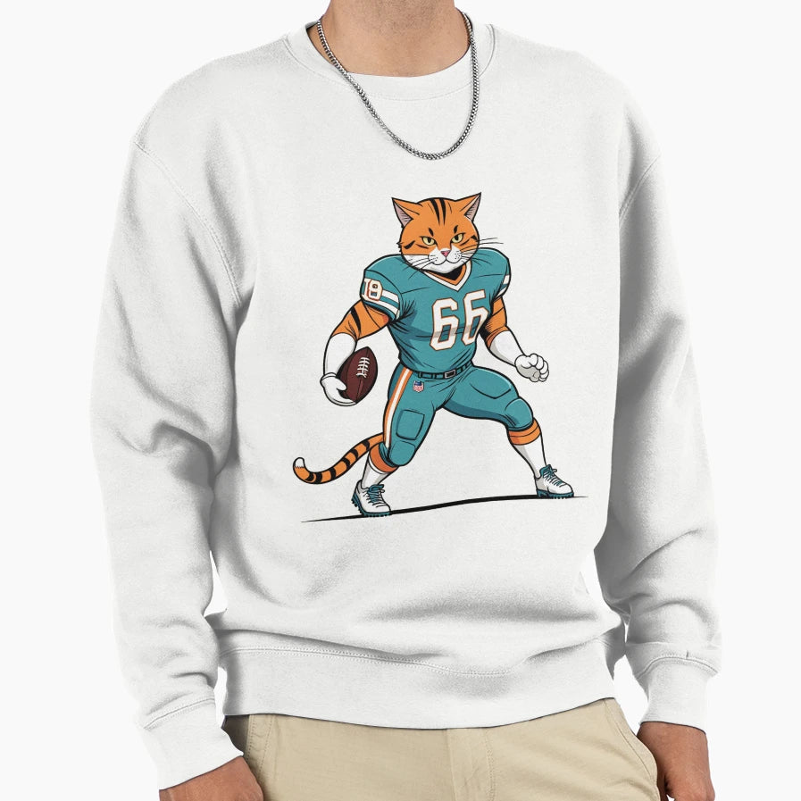 Football Cat Sweatshirt - Fun Novelty Design for Adults - T-Shirt, Sweatshirt, Hoodie