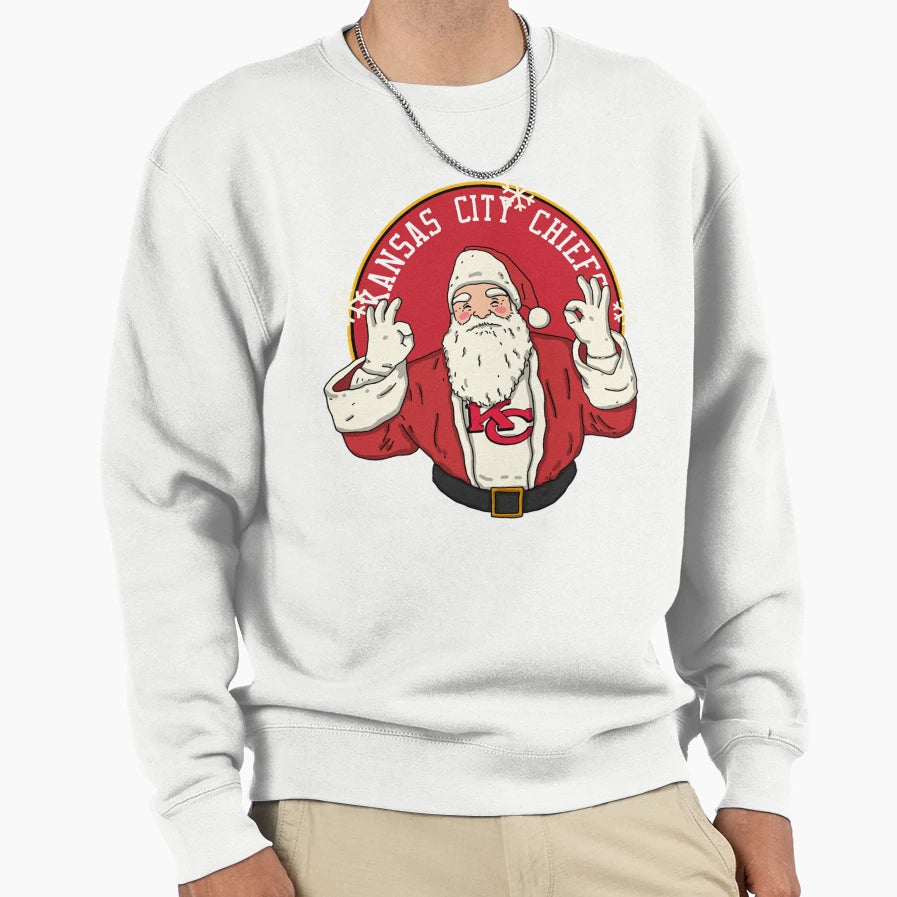 Santa Claus Loves Kansas City Chiefs Sweatshirt - Trendy Graphic Unisex - T-Shirt, Sweatshirt, Hoodie