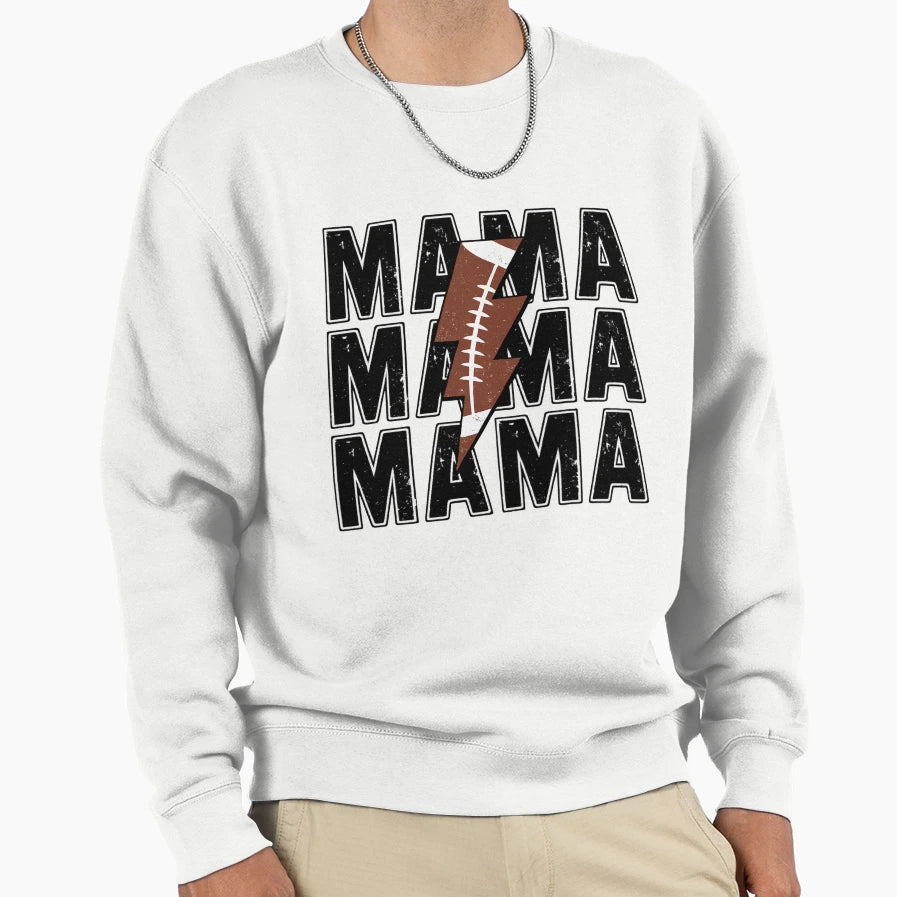 Football Mama Lightning Bolt Bold Sweatshirt - Custom Art Print Men Women - T-Shirt, Sweatshirt, Hoodie