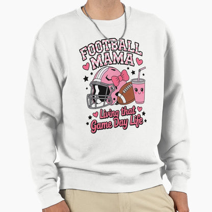 Football Mama Living That Game Day T-Shirt - Fun Novelty Design for Adults - T-Shirt, Sweatshirt, Hoodie