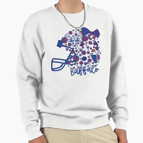 Buffalo Floral Football Helmet Sweatshirt - Unique Graphic Men Women - T-Shirt, Sweatshirt, Hoodie