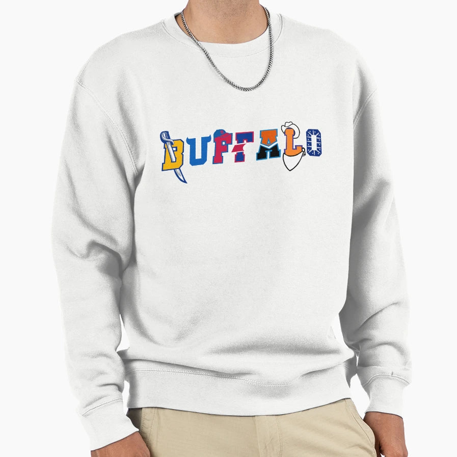 Buffalo Sports Word Mark Sweatshirt - Fun Novelty Design for Adults - T-Shirt, Sweatshirt, Hoodie