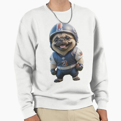 American Football Player Pug Dog Sweatshirt - Minimalist Print Men Women - T-Shirt, Sweatshirt, Hoodie