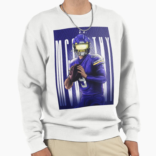 Minnesota Vikings Qb Jj Mccarthy Sweatshirt - Graphic Print for Adults - T-Shirt, Sweatshirt, Hoodie