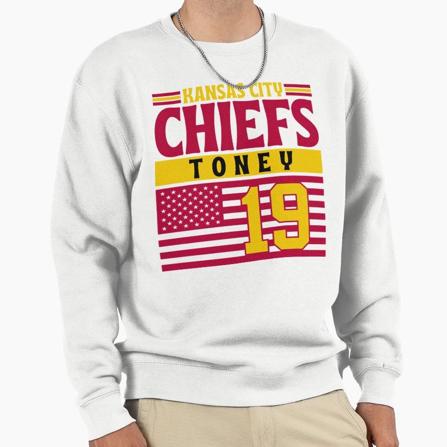 Kansas City Chiefs Toney 19 American Sweatshirt - Graphic Print for Adults - T-Shirt, Sweatshirt, Hoodie