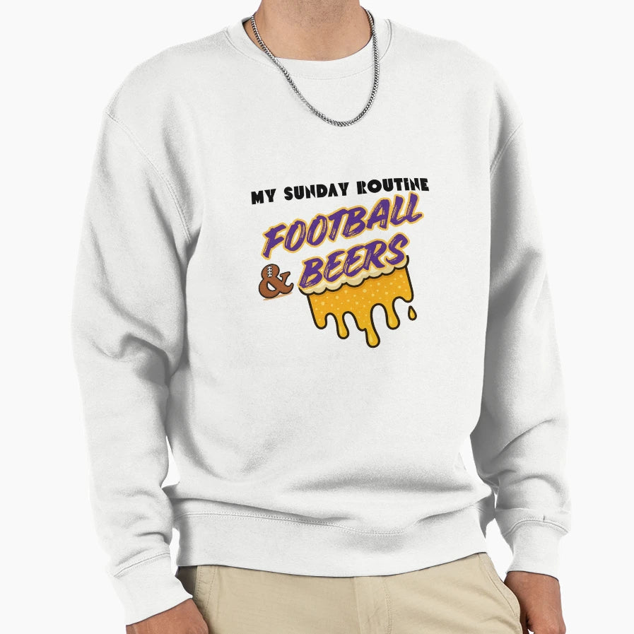 Vikings Sunday Routine Football Sweatshirt - Trendy Graphic for Adults - T-Shirt, Sweatshirt, Hoodie