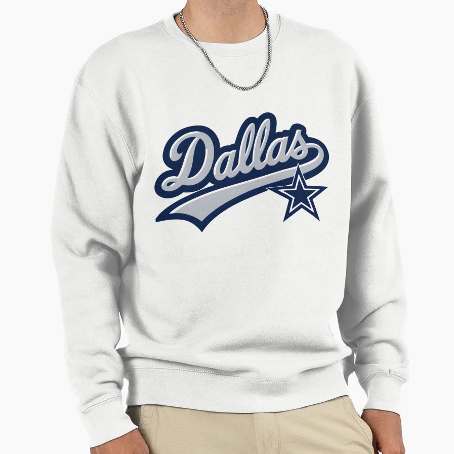 Dallas Script Logo Star Sweatshirt - Graphic Print Unisex - T-Shirt, Sweatshirt, Hoodie