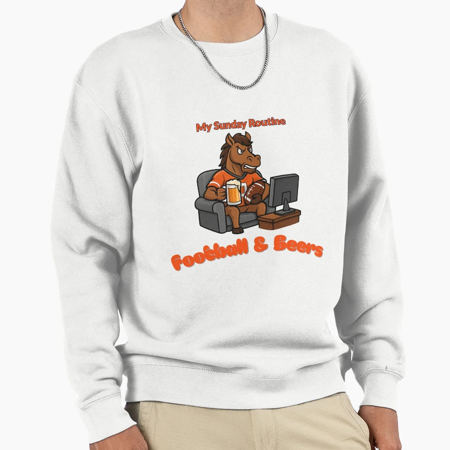 Denver Broncos Sunday Routine T-Shirt - Novelty Apparel for Adults - T-Shirt, Sweatshirt, Hoodie