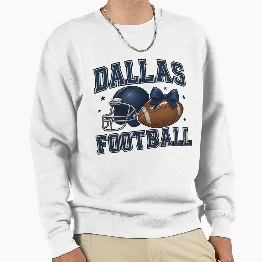 Dallas Football Helmet And Ball Sweatshirt - Aesthetic Graphic for Adults - T-Shirt, Sweatshirt, Hoodie
