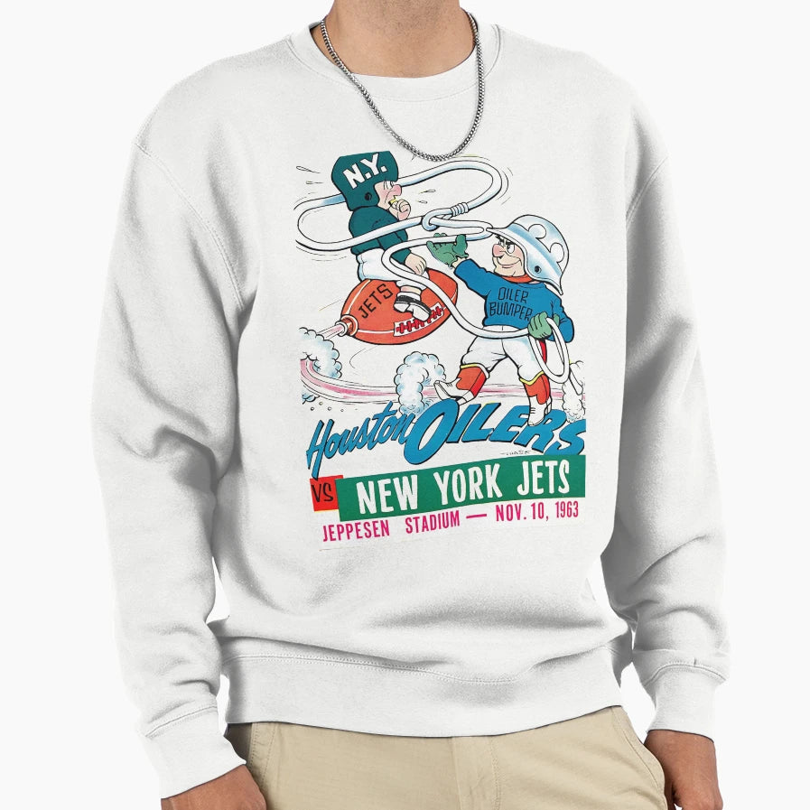 Oilers V Jets Sweatshirt - Custom Art Print Men Women - T-Shirt, Sweatshirt, Hoodie
