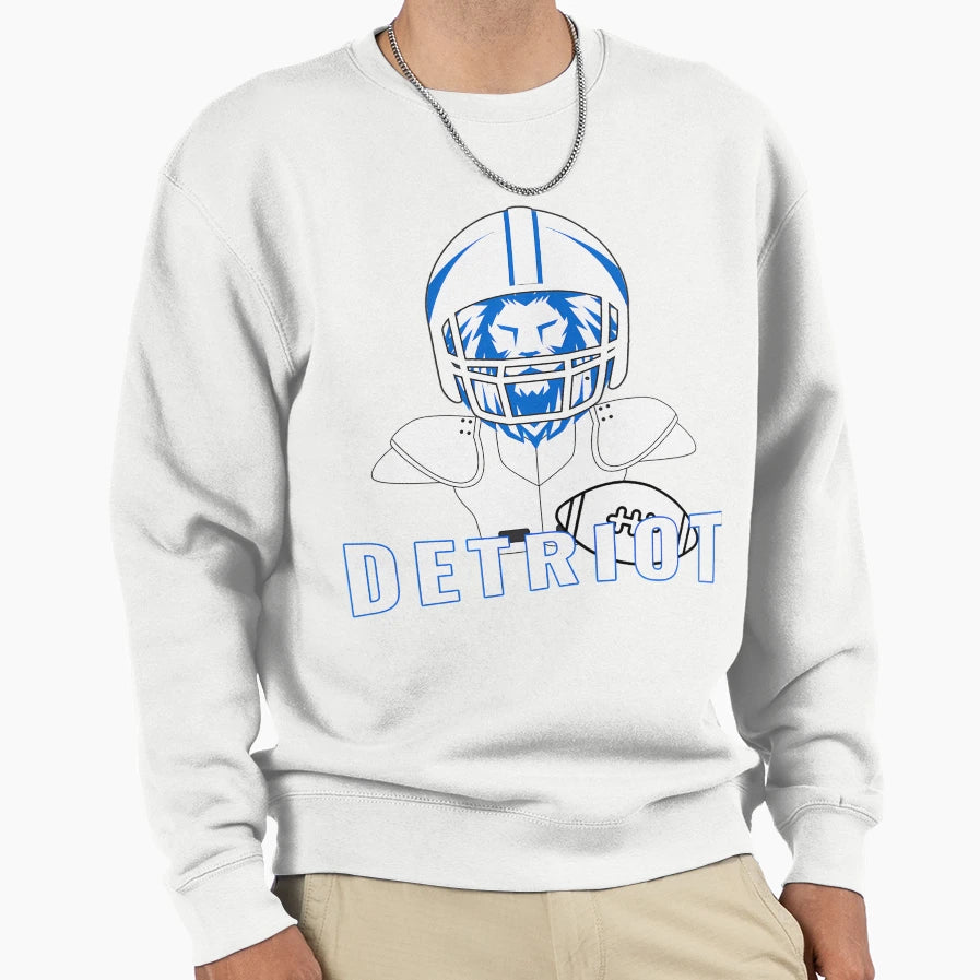 Detroit Football Lion Helmet Mascot Sweatshirt - Unique Graphic for Adults - T-Shirt, Sweatshirt, Hoodie