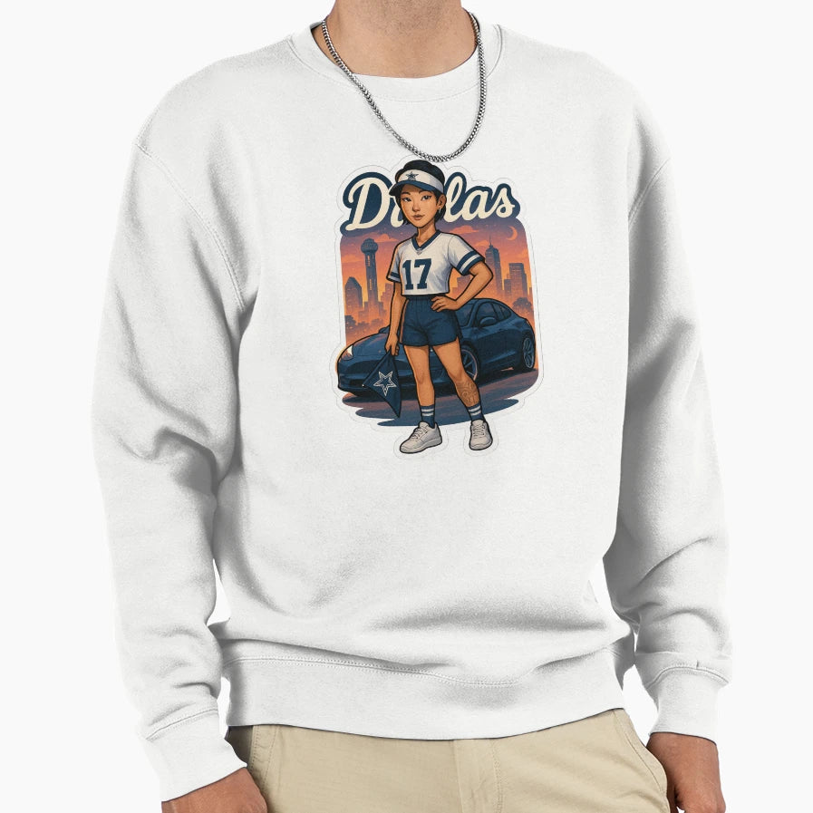 Dallas Cowboys Female Fan Dallas Dusk Sweatshirt - Graphic Print for Adults - T-Shirt, Sweatshirt, Hoodie
